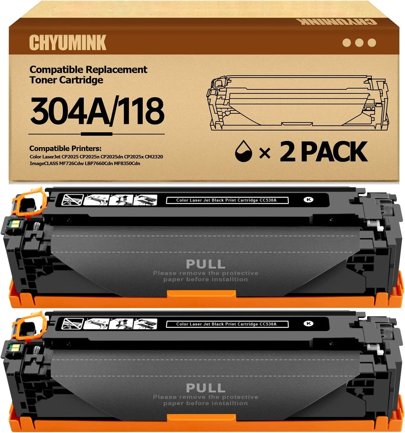 Compatible for 304A CC530A Toner Cartridge for use with Color LaserJet CP2025 CP2025dn CM2320fxi mfp;