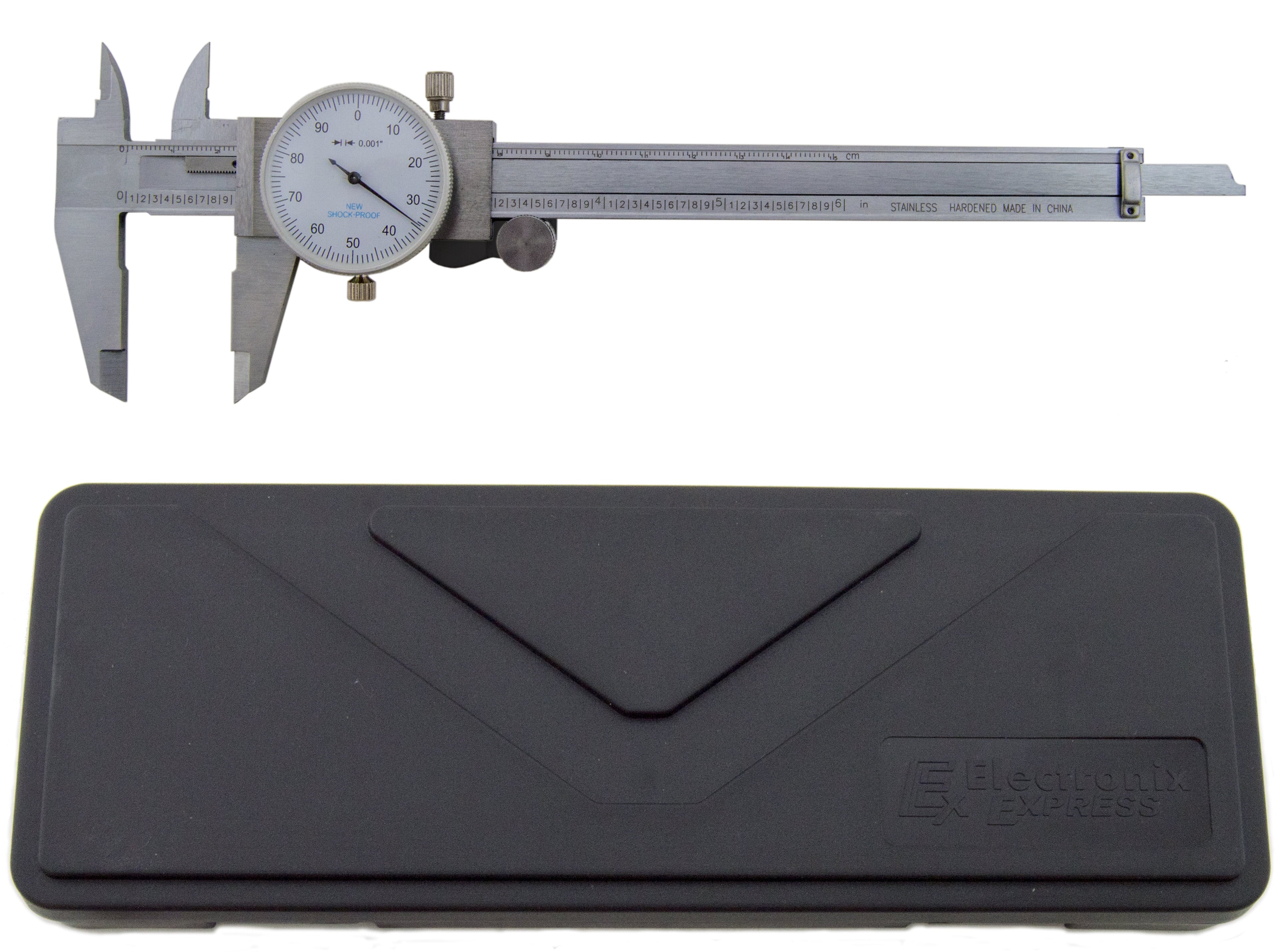 6 Utility Dial Caliper, 0.001 Resolution with Slide Lock, Includes Case