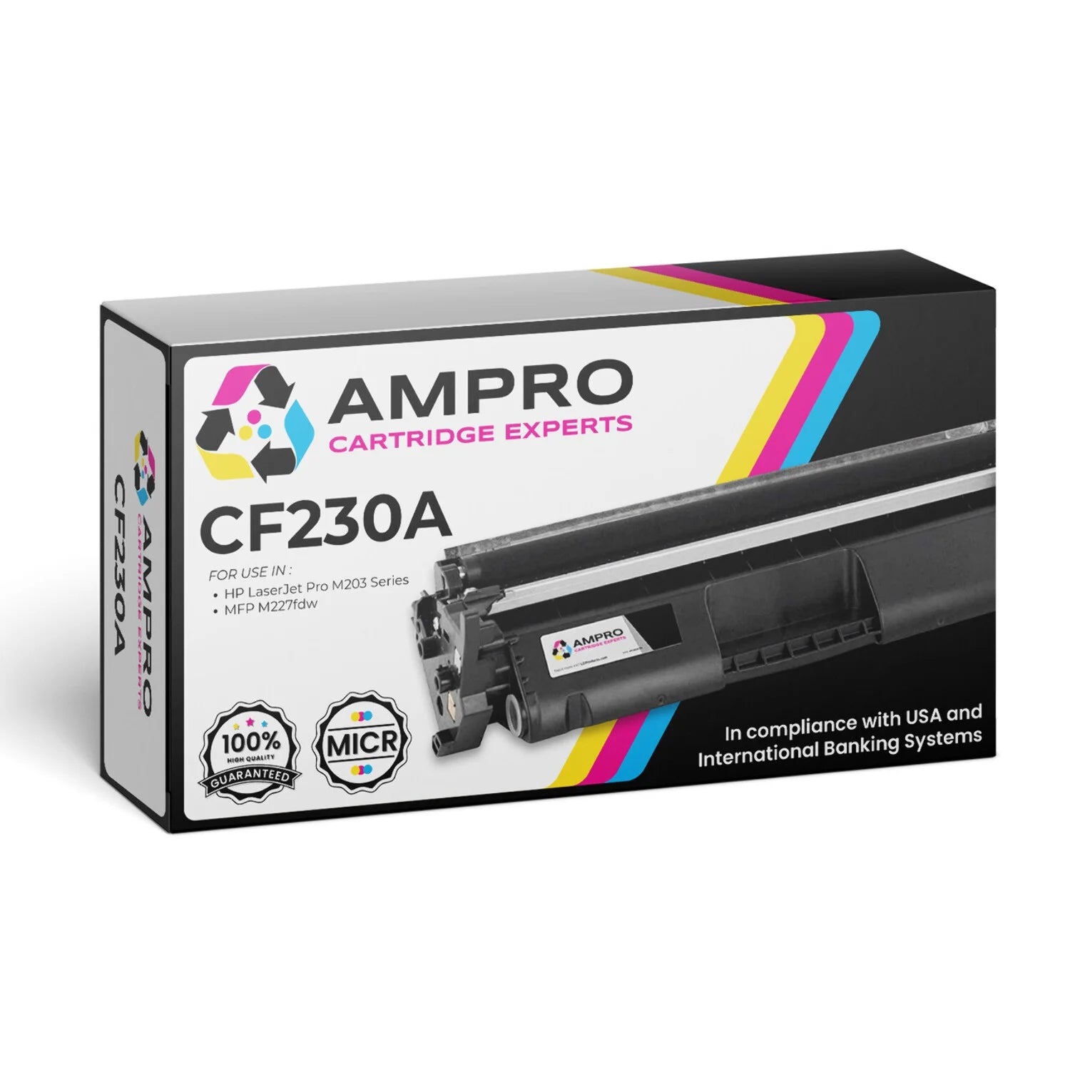 Ampro's CF230A MICR Toner or HP 30A MICR Compatible for HP Laserjet Pro M203d, M203dn, M203dw, MFP M227d, MFP M227fdn, MFP M227fdw (Prints 1600 Pages)