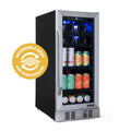 Newair 15 Wine & Beverage Refrigerator, Hold 80 Cans or 33 Bottles, Silver