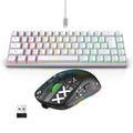 HXSJ K68 Gaming Keyboard, Wired Membrane Keyboard, 2.4G Wireless Mechanical RGB Mouse, 3600DPI, 11 RGB Lighting Modes, Game/Office