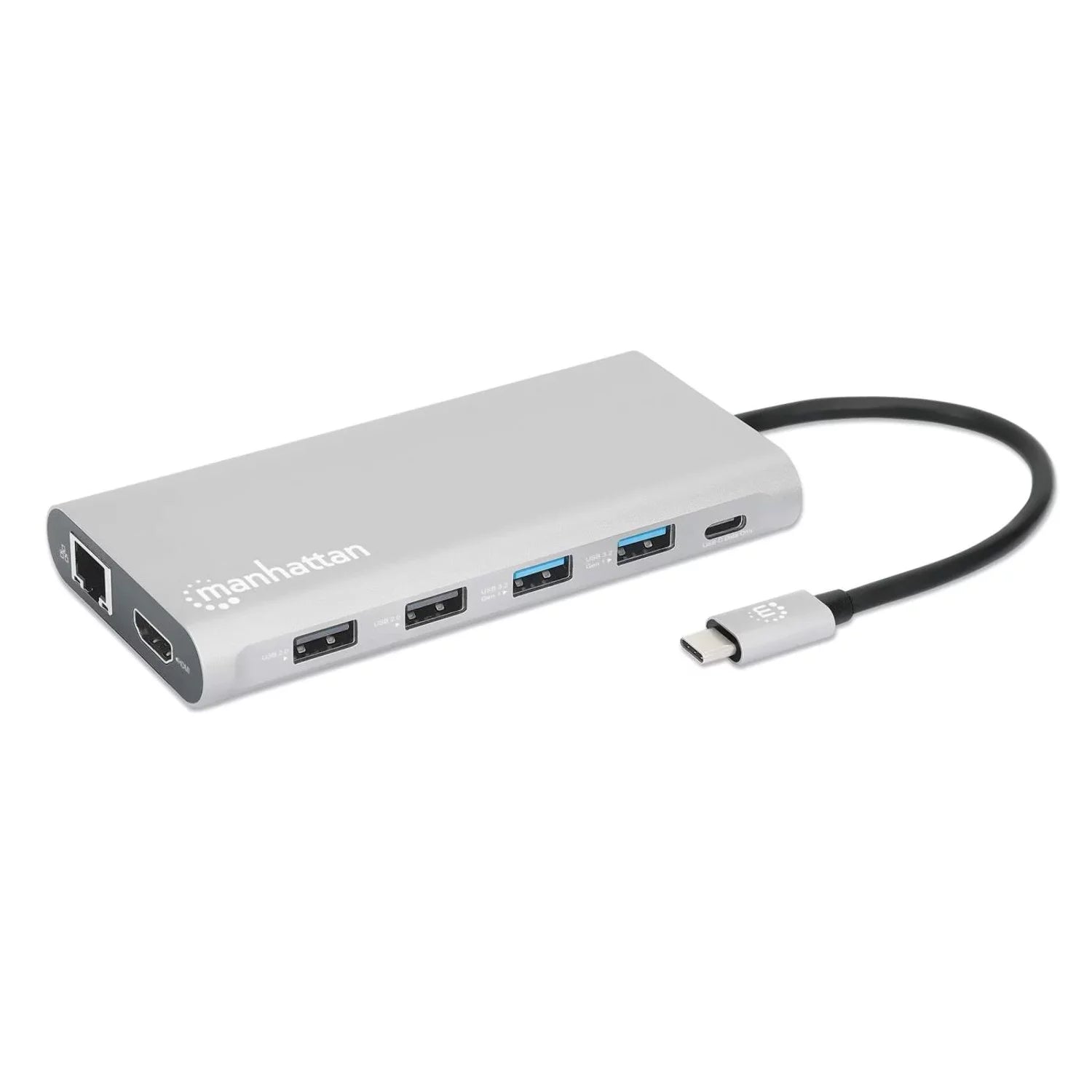 Manhattan USB-C 12-in-1 Triple-HDMI Monitor Docking Station with 100W PD, 4k@60Hz, USB-A, USB-C, Gigabit Network, SD Card Reader