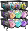 Wisdom Star 3 Packs Stackable Water Bottle Organizer for Cabinet. Water Bottle Holder Rack for Kitchen Fridge and Pantry Organizer Storage, For Tumbler Travel Cup,Blender Bottle, Thermos, Metal, Black