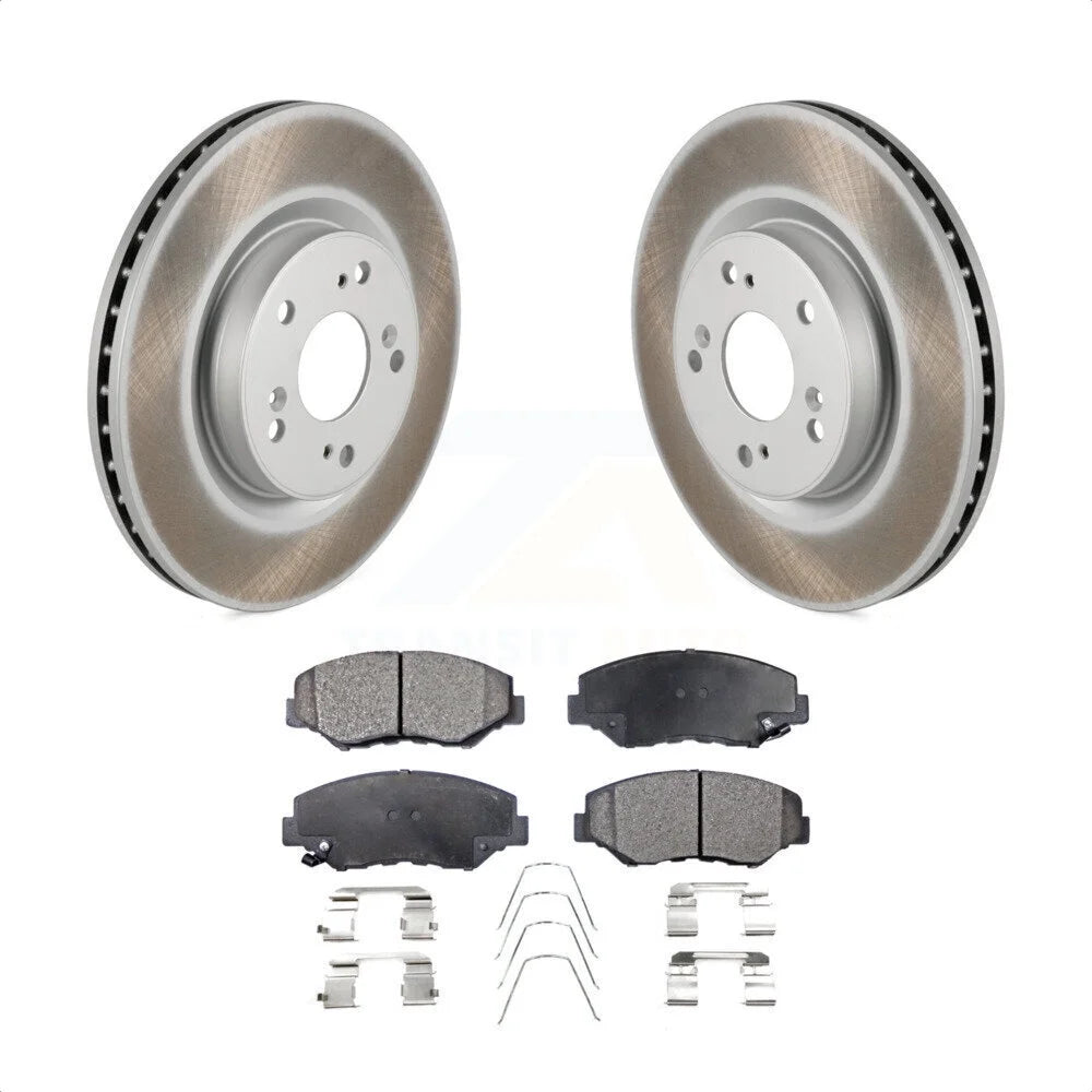Transit Auto - Front Coated Disc Brake Rotors And Ceramic Pads Kit For 2012-2016 Honda CR-V FWD KGT-100521