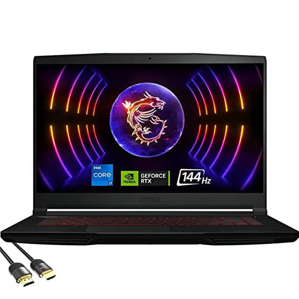 MSI GF63 Thin Gaming Laptop, 15.6 FHD IPS 144Hz, 12th Gen Intel 10-Core i7-12650H, Geforce RTX 4050, 32GB DDR4, 1TB PCIe SSD+1TB HDD, Backlit, RJ45, USB-C, WiFi 6, Win 11, Free HDMI 2.1 Cable
