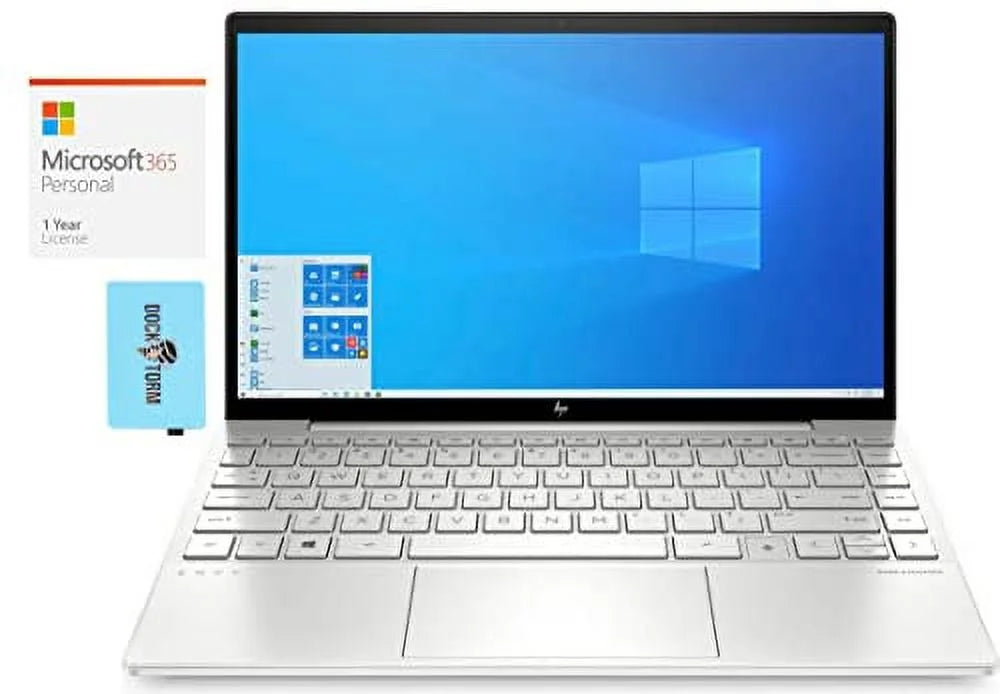 HP Envy 13 Home & Business Laptop (Intel i5-1135G7 4-Core, 8GB RAM, 2TB m.2 SATA SSD, Intel Iris Xe, 13.3 60Hz Full HD (1920x1080), Fingerprint, Win 11 Pro) with MS 365 Personal, Hub