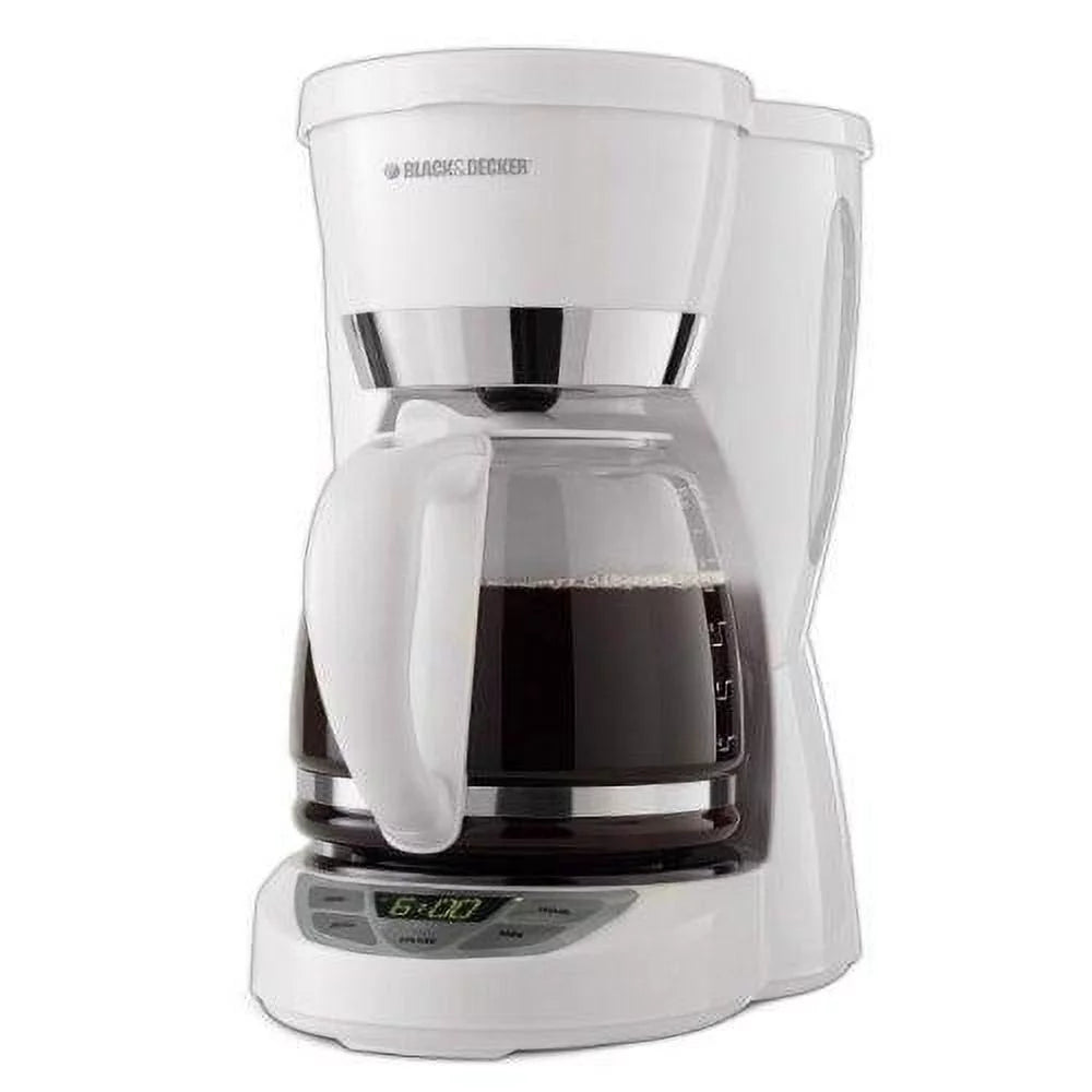 Black & Decker 12-Cup Programmable Coffeemaker with Carafe, White