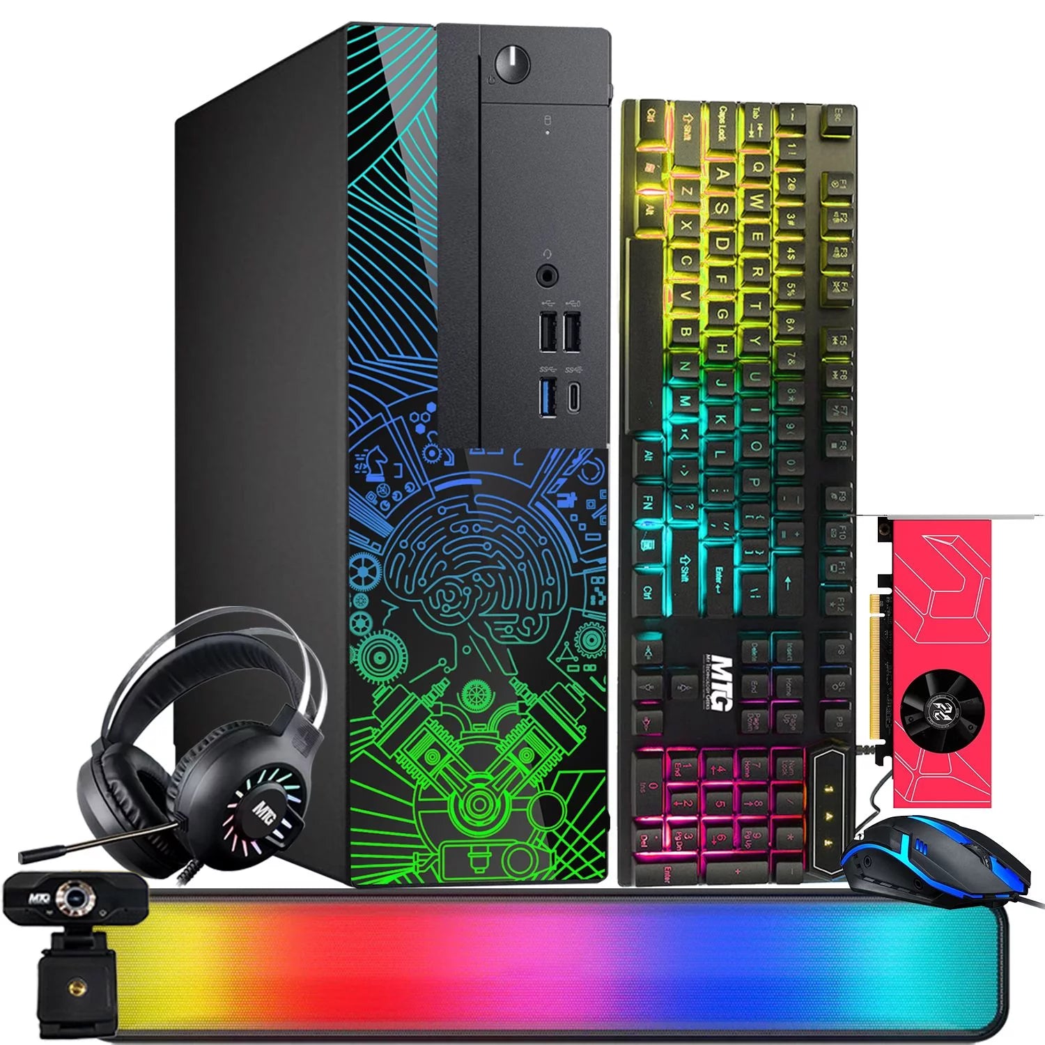 Restored Lumos 8 Gaming Desktop PC, Intel Core i5, AMD RX 6400 4GB DDR6, 16GB RAM, 256GB SSD + 1TB HDD, RGB Front Panel 385 patterns, RGB Kit, Win 10 Pro (Refurbished)