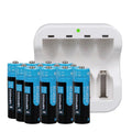 Kratax Lithium Batteries AA, 1.5v 3500mWh Rechargeable Lithium-Ion AA Batteries with Charger 12-Pack