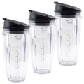 3 Pack 24 oz Cup with Sip & Seal Lid Replacement Parts 483KKU486 408KKU641 Compatible with Nutri Ninja Auto-iQ BL480 BL640 CT680 Blenders