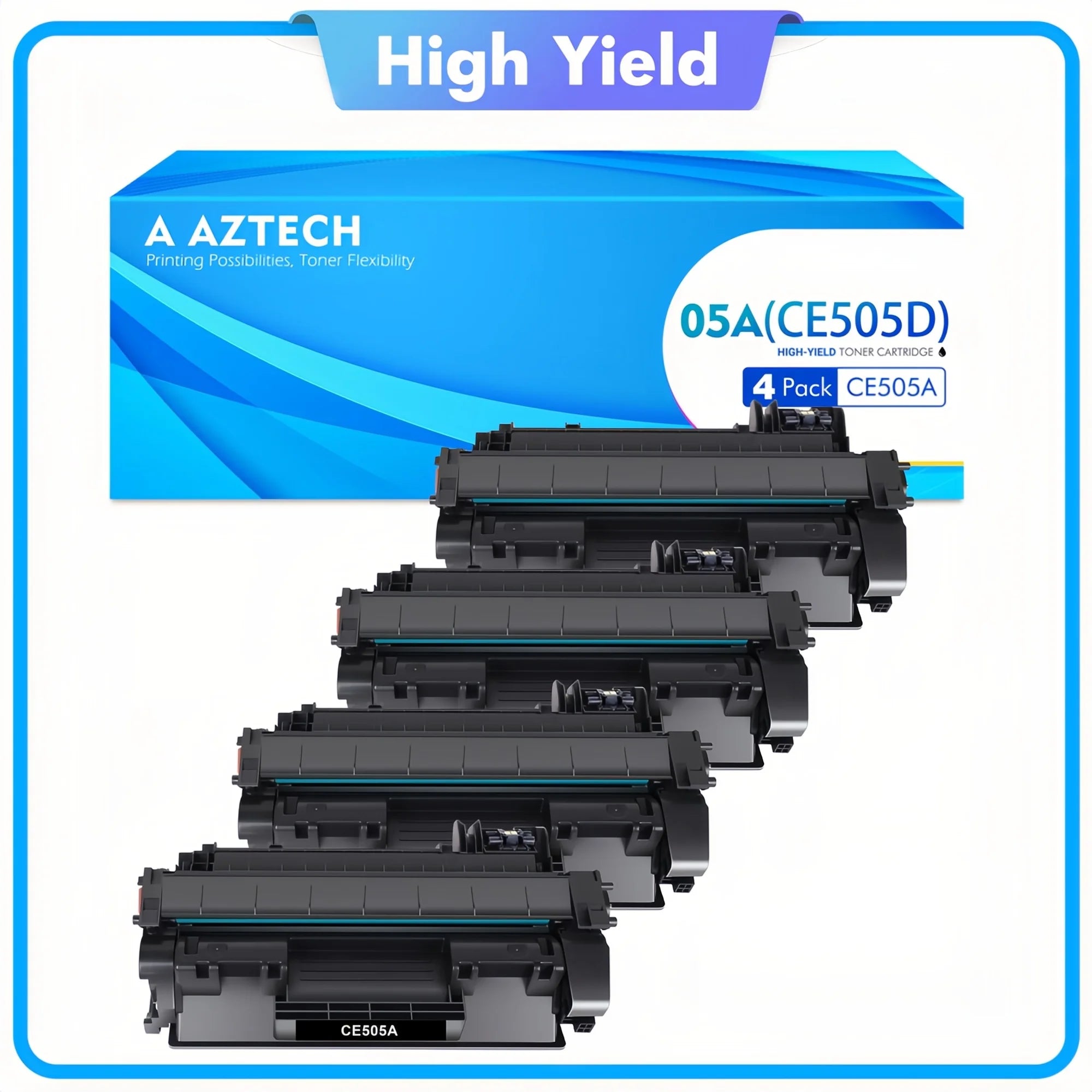 CE505A Toner Compatible for HP 05A Toner Cartridge Black for HP CE505A 505A CE505X CE505XD P2035 for HP Laserjet 2035N P2055DN 2055DN P2030 P2050 P2055X P2055D Printer Ink (4-Pack | CE505D)