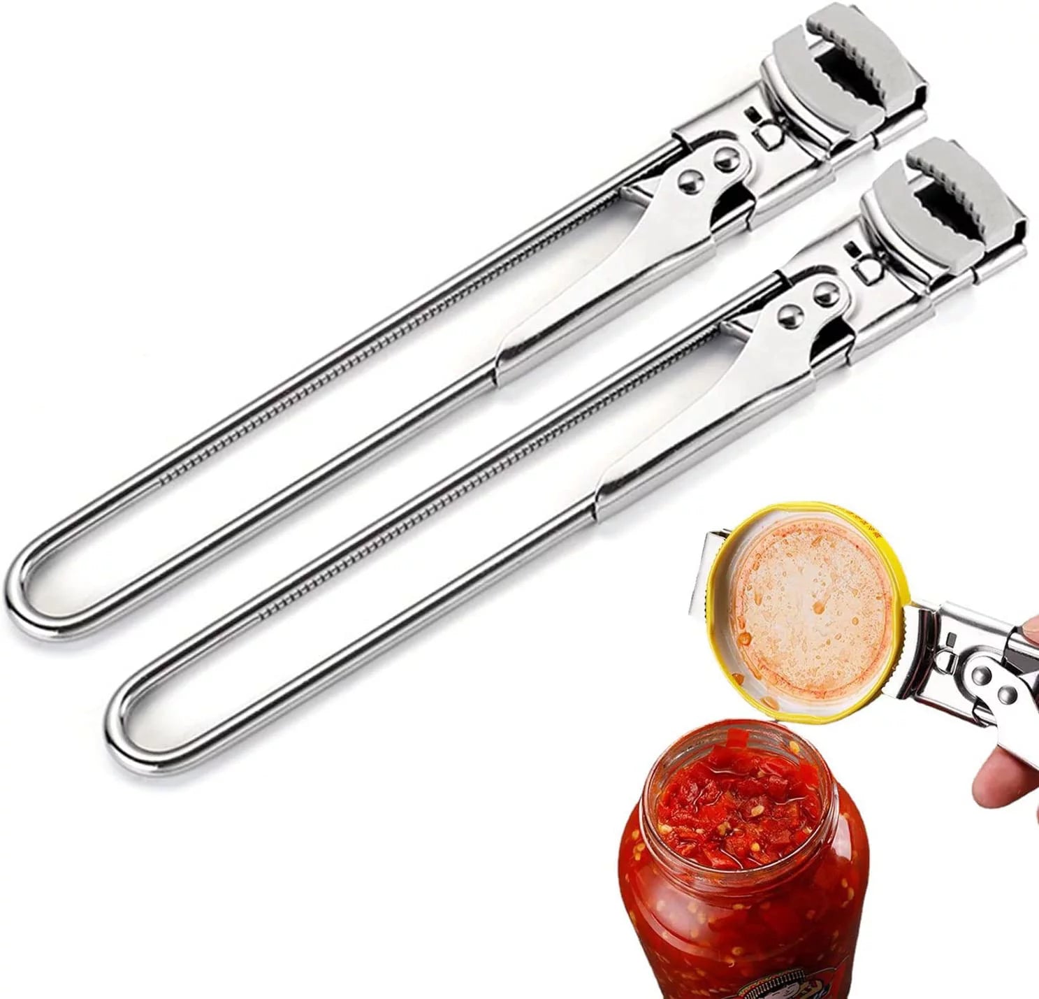 Warncode Jar Opener - 2023 NEW Adjustable Multifunctional Stainless Steel Can Opener, Jar Opener for Weak Hands,Longer Handheld Bottle Opener for Any-Size lids (9 in,2PCS)