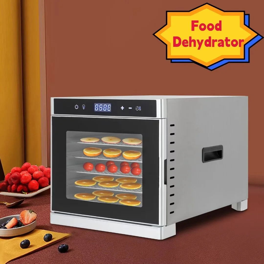 6 Trays Food Dehydrator for Food and Jerky , Stainless Steel Dryer Machine with 24H Adjustable Digital Timer 110V/700W