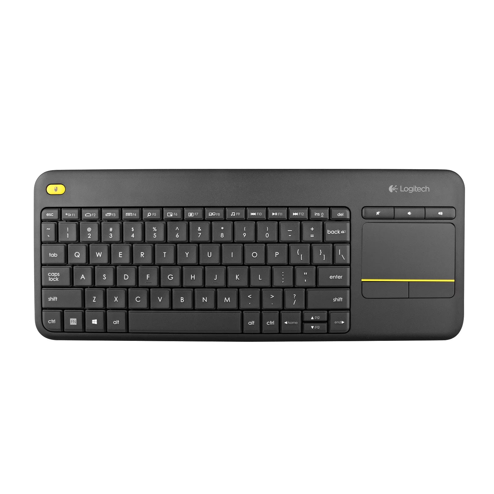 Restored Logitech K400 Plus Wireless Touch Keyboard with Built-In Touchpad (Black) (Refurbished)