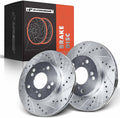 A-Premium 10.32 inch (262mm) Front Drilled and Slotted Disc Brake Rotors Compatible with Select Honda, Acura Models - Civic 2012-2015, ILX 2013-2015, 1.5L 1.8L, 2-PC Set