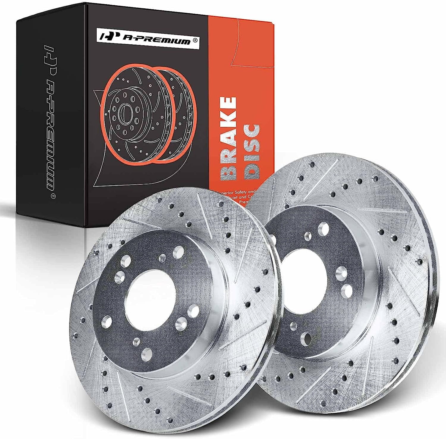 A-Premium 10.32 inch (262mm) Front Drilled and Slotted Disc Brake Rotors Compatible with Select Honda, Acura Models - Civic 2012-2015, ILX 2013-2015, 1.5L 1.8L, 2-PC Set