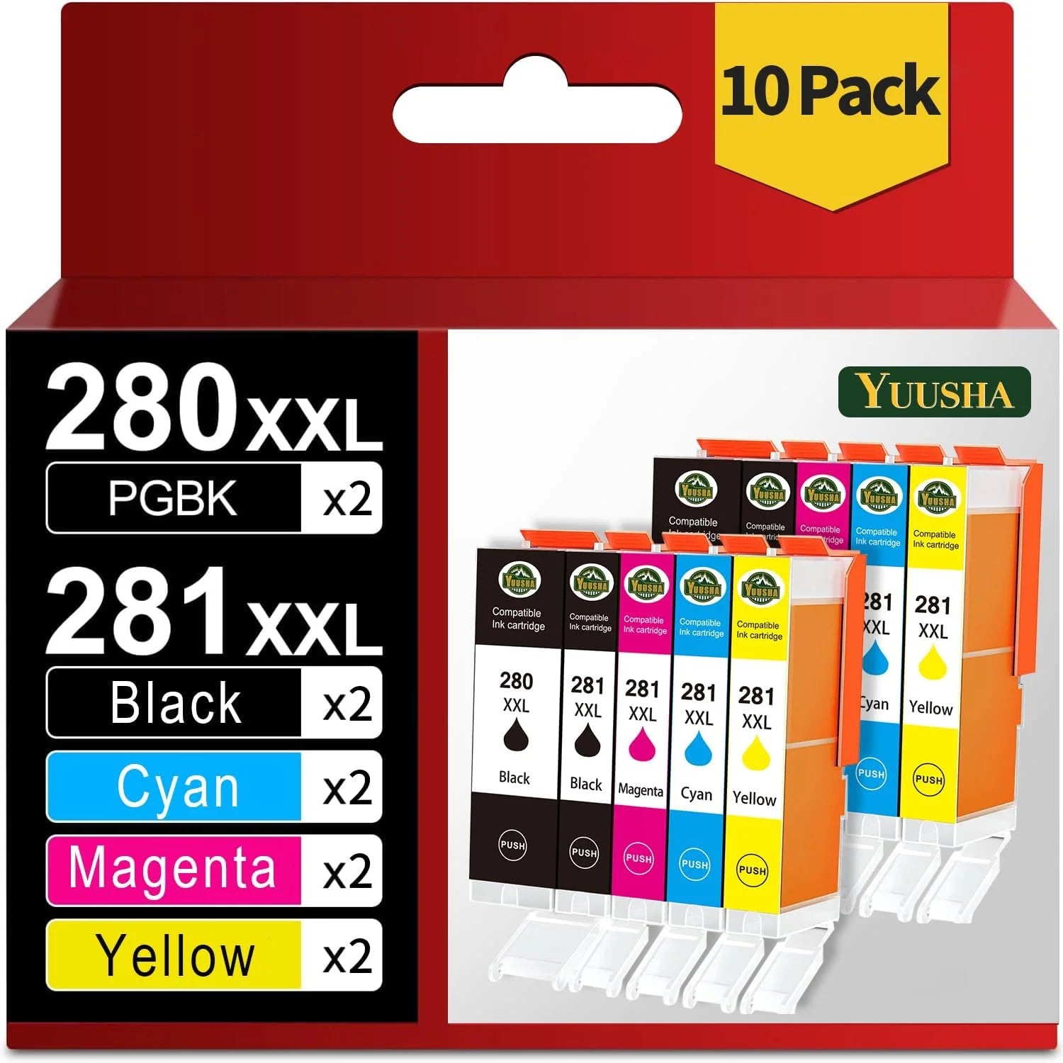 Compatible Ink Cartridge Replacement for Canon 280 281 XXL PGI-280XXL CLI-281XXL for Pixma TR7520 TR8520 TS9120