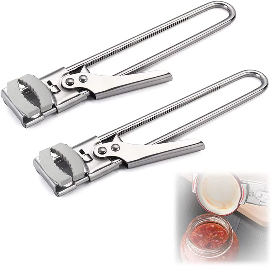 Adjustable Multifunctional Stainless Steel Can Opener,Jar Opener for Weak Hands,Longer Handheld Bottle Opener for Any-Size lids,Household Kitchen Tool (2PCS)