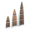 Cottage Solid Wood Boat Shaped Freestanding Shelves, White & Driftwood Brown - 3 Piece