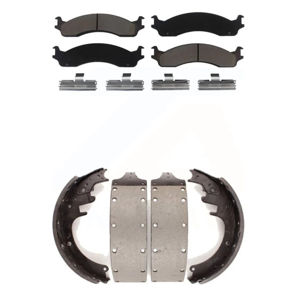 Transit Auto Front Rear Ceramic Brake Pads And Drum Shoes Kit For 1999 Dodge Ram 3500 Van With 13 x 3-1 2 Size KCN-100311