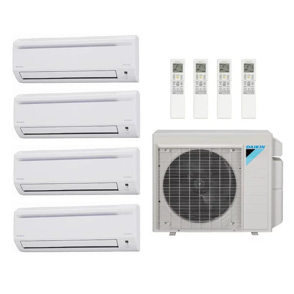 Daikin 55,000 Btu 20.2 Seer 4-Zone Mini Split Heat Pump System - 7K-15K-15K-18K - 5MXS48TV-CTXS07LV-(2) FTXS15LV-FTXS18LV