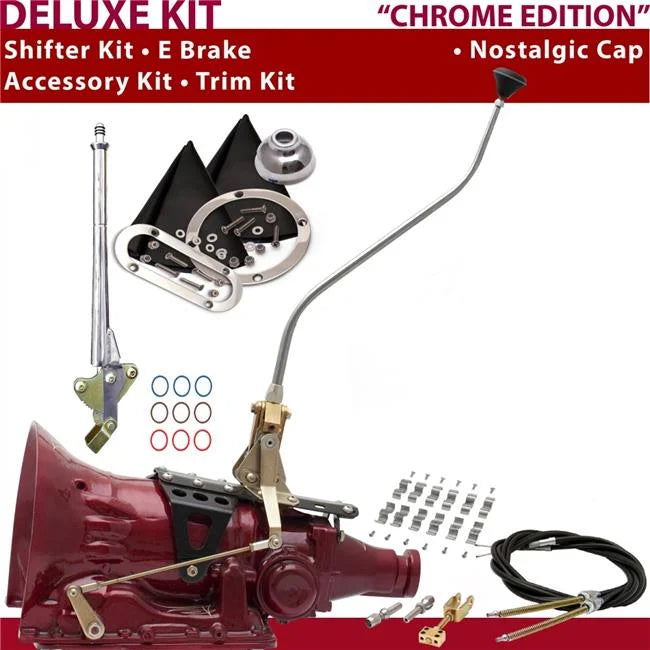 American Shifter  4L80E Shifter Kit Chrome 23 in. Swan E Brake Cable Clamp Trim Kit for DE6F3