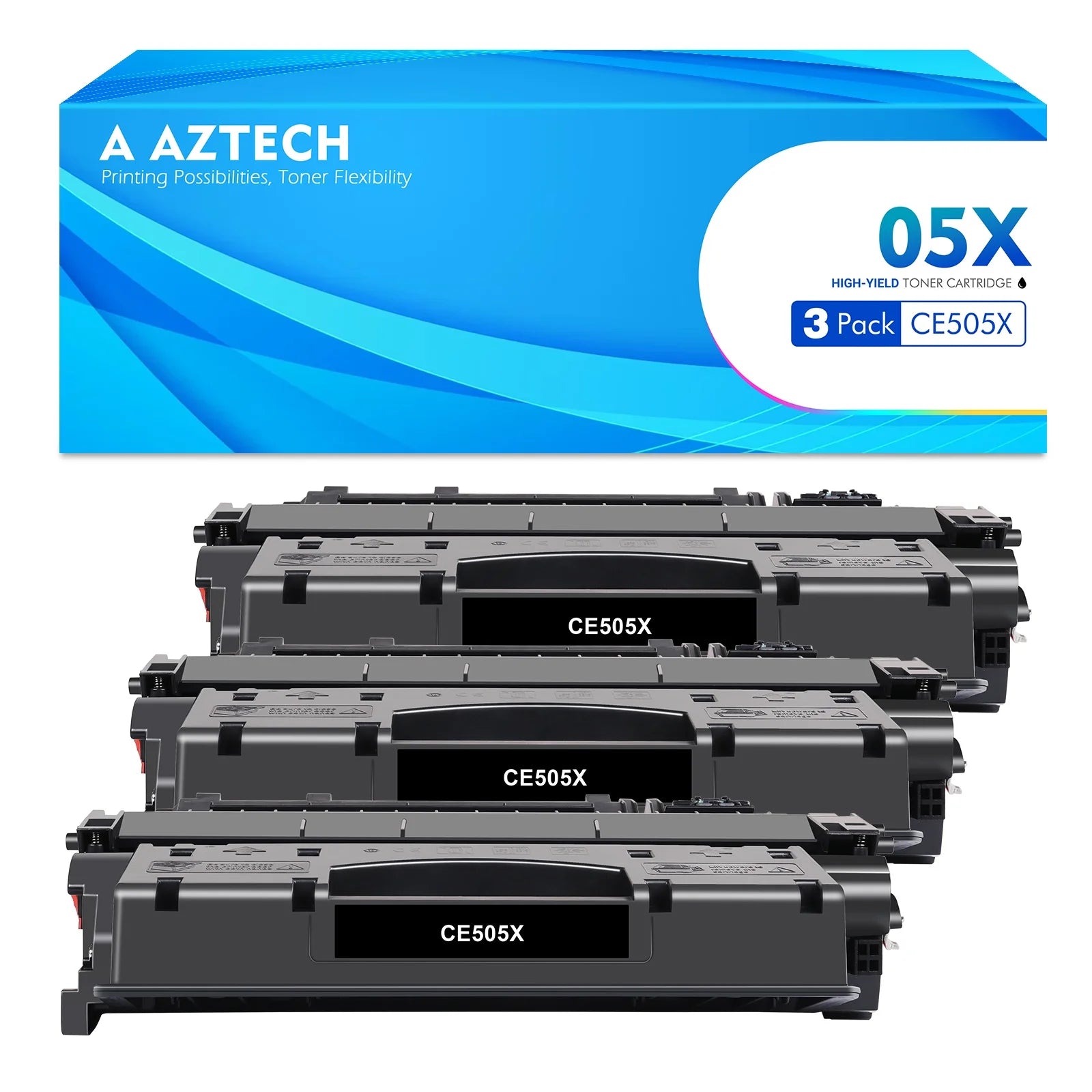 CE505X 05X Toner Cartridge Compatible Replacement for HP CE505X 05X Toner Cartridge for HP P2055 P2055DN P2055D P2055X P2050 High Yield Printer Black 3 Pack