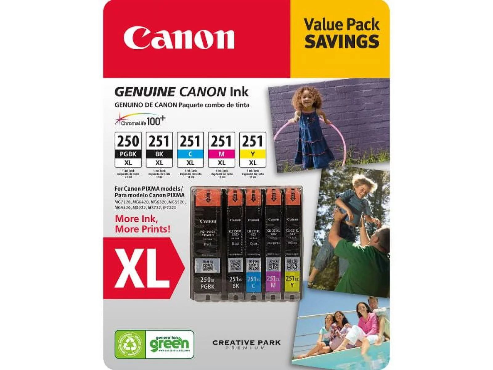 Canon 6432B013 PGI-250XL/CLI-251XL Ink Tank 5-Cartridge Value Pack, C/M/Y/BK/PGBK