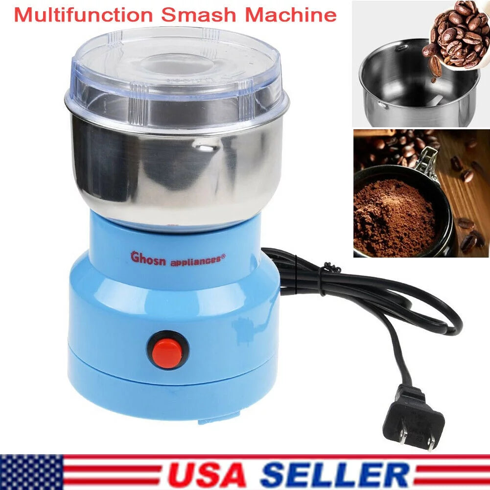 Sanheshun Blue New Coffee Grinder Electric Mill Spice Grinder with Stainless Steel Blades, Multifunction Electric Grain Grinder