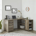 Naomi Home Ariel Executive L-Shaped Desk with Drawers - Large Modern Corner Computer Desk with Storage Drawers, Shelves, File Cabinet for Home Office - L Shape Desk Ideal for Work from Home ¨C Natural