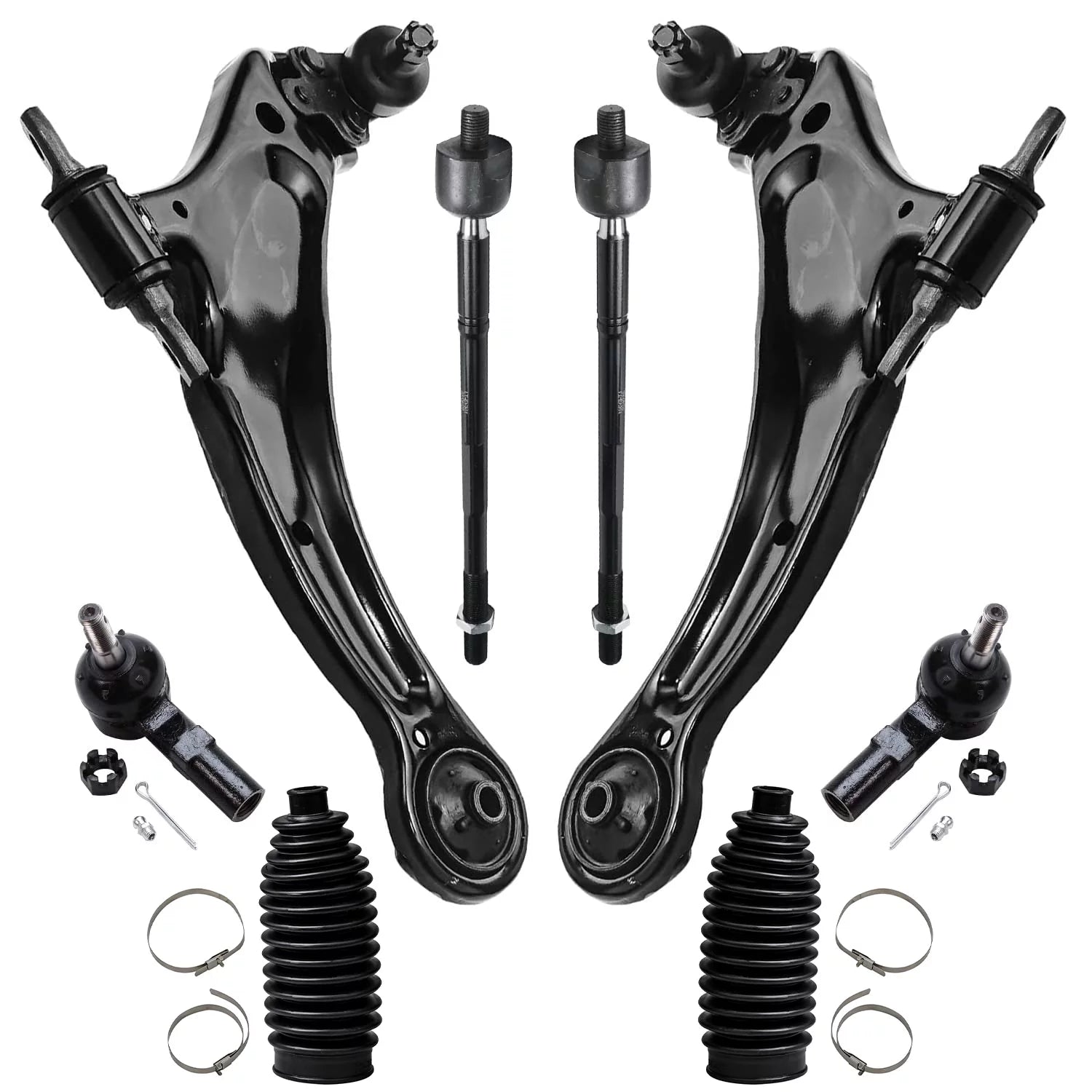 Detroit Axle - New 8-Piece Front Suspension Kit - (2) Front Lower Suspension Control Arms, All (4) Outer and Inner Tie Rod, Both (2) Tie Rod Boot Fits select: 2000-2002 TOYOTA SIENNA LE/XLE