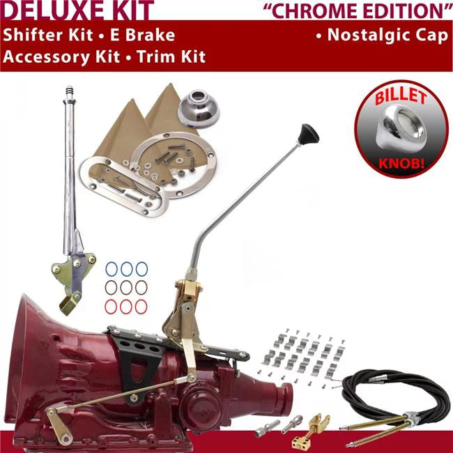 American Shifter  4L60E Shifter Kit Chrome 12 in. E Brake Cable Clamp Trim Kit for F0E3D