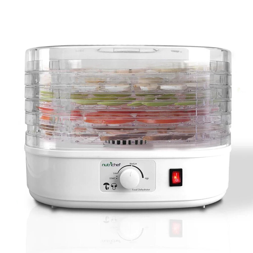 NutriChef Countertop 5 Tray Rack Electric Food Dehydrator Machine (Open Box)