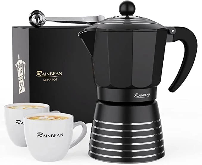 Premium Moka Pot Set for Perfect Espresso - 6 Cups - Cuban Greca Coffee - Ideal Coffee Lovers Gift