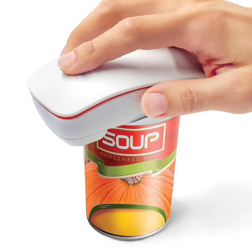 One-Touch Electric Can Opener, Handheld Easy Grip Press Start and Stop Automatic Operation, Lightweight, Twist-free, Arthritis Relief