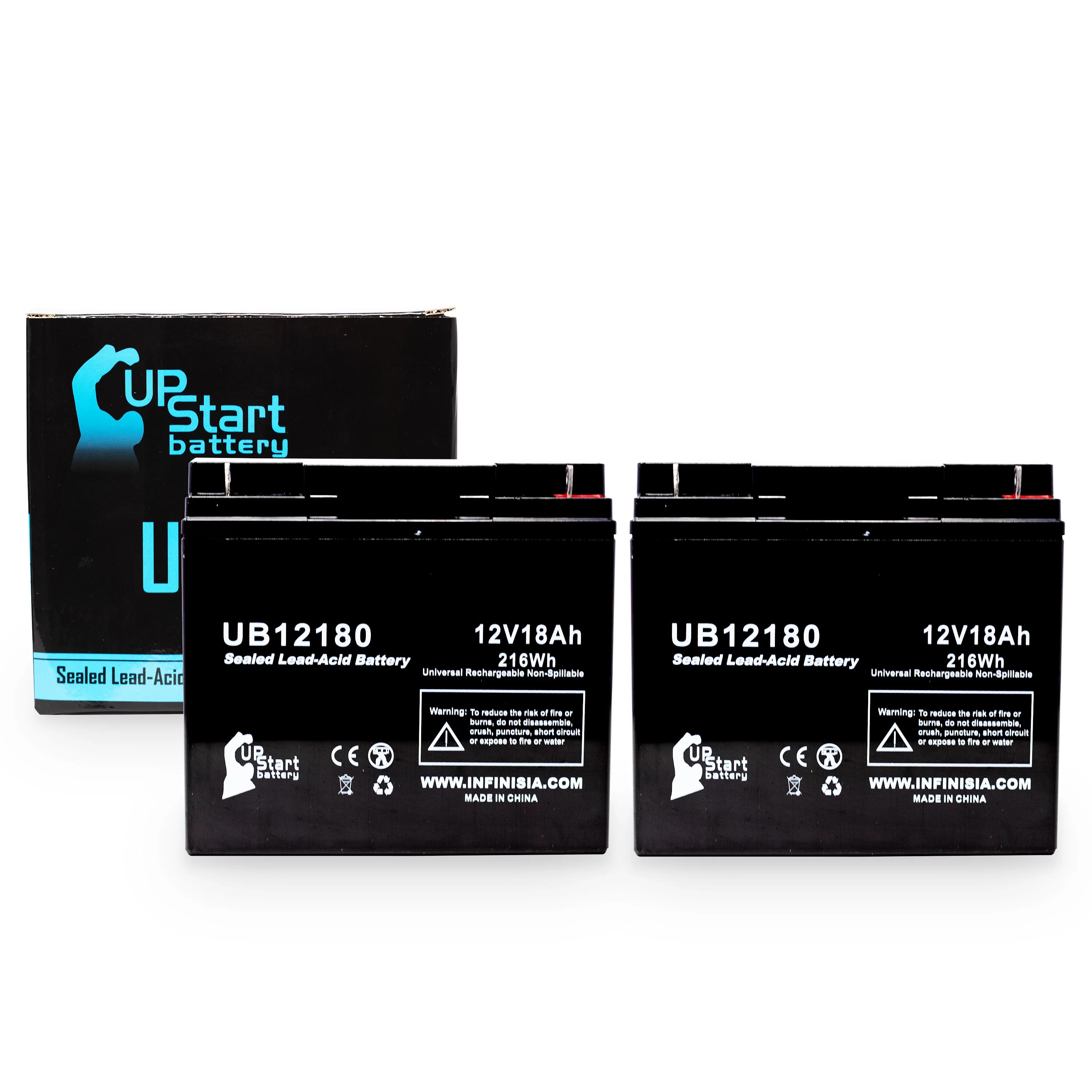 2x Pack - Compatible APC BP1400X116 Battery - Replacement UB12180 Universal Sealed Lead Acid Battery (12V, 18Ah, 18000mAh, T4 Terminal, AGM, SLA)
