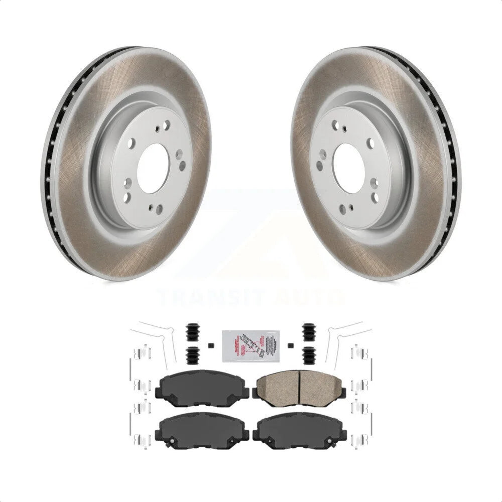 Transit Auto - Front Coated Disc Brake Rotors And Ceramic Pads Kit For 2012-2016 Honda CR-V FWD KGA-100968