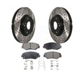 Transit Auto - Front Coated Drilled Slotted Disc Brake Rotors And Semi-Metallic Pads Kit For Honda Civic CR-V Acura ILX KDF-100070