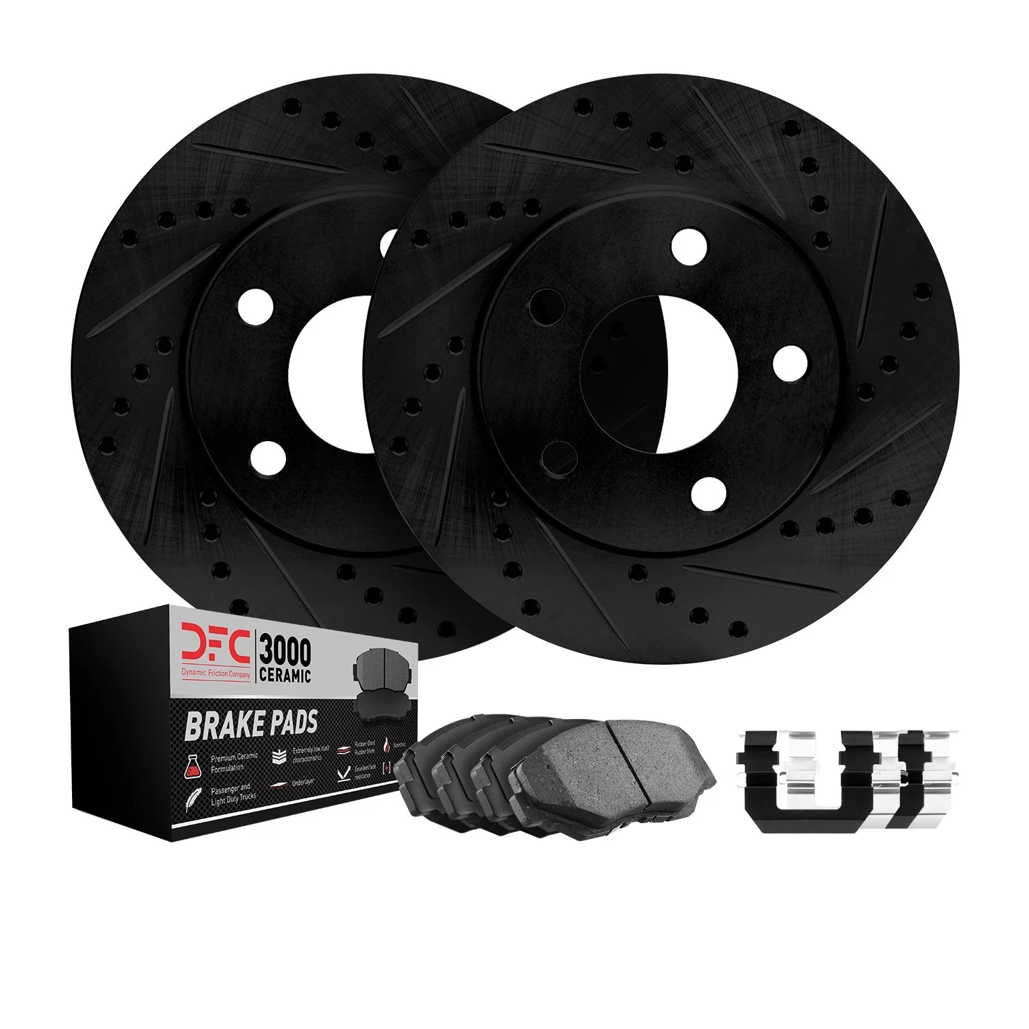 Dynamic Friction Company Front Brake Rotors-Drilled and Slotted-Black with 3000 Series Ceramic Brake Pads includes Hardware 8312-59111 Fits select: 2017-2021 HONDA CR-V, 2023 HONDA HR-V