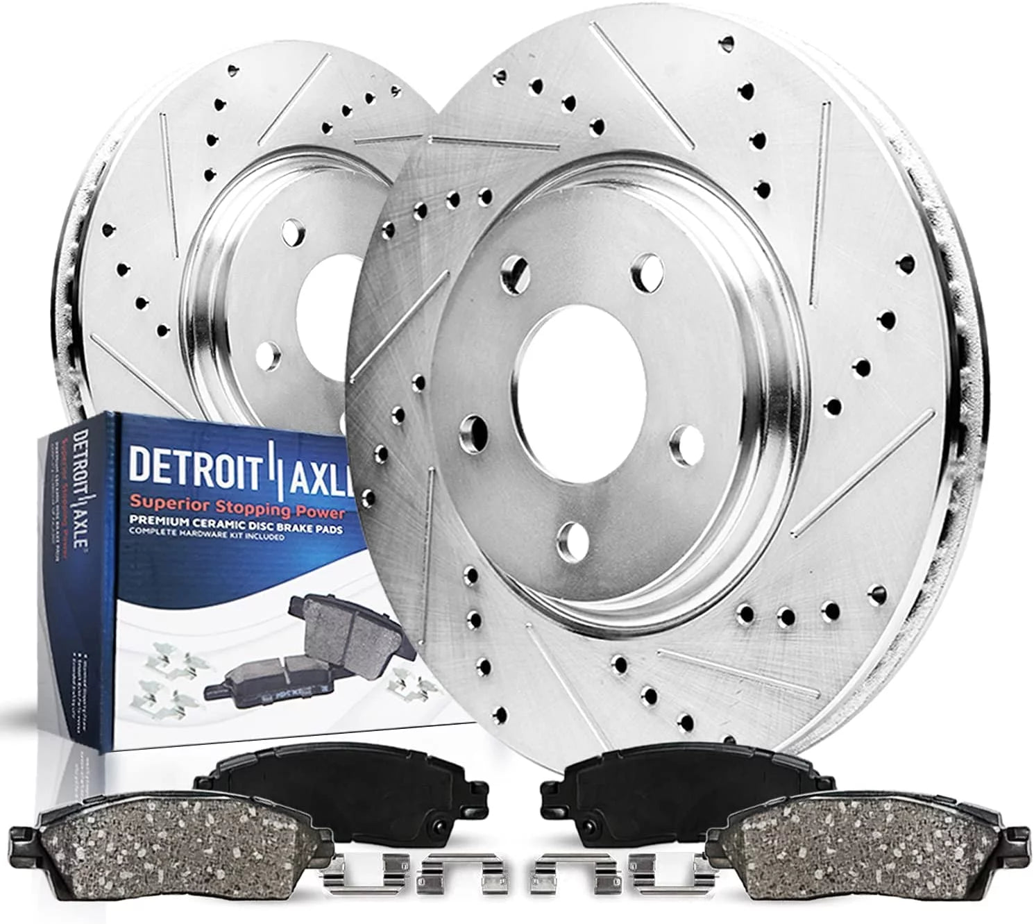 Detroit Axle - Front Brake Kit for Honda Odyssey Prelude CR-V Integra RL Legend TL Isuzu Oasis Replacement Drilled & Slotted Brakes Rotors and Ceramic Brake Pads: 11.06 Rotors