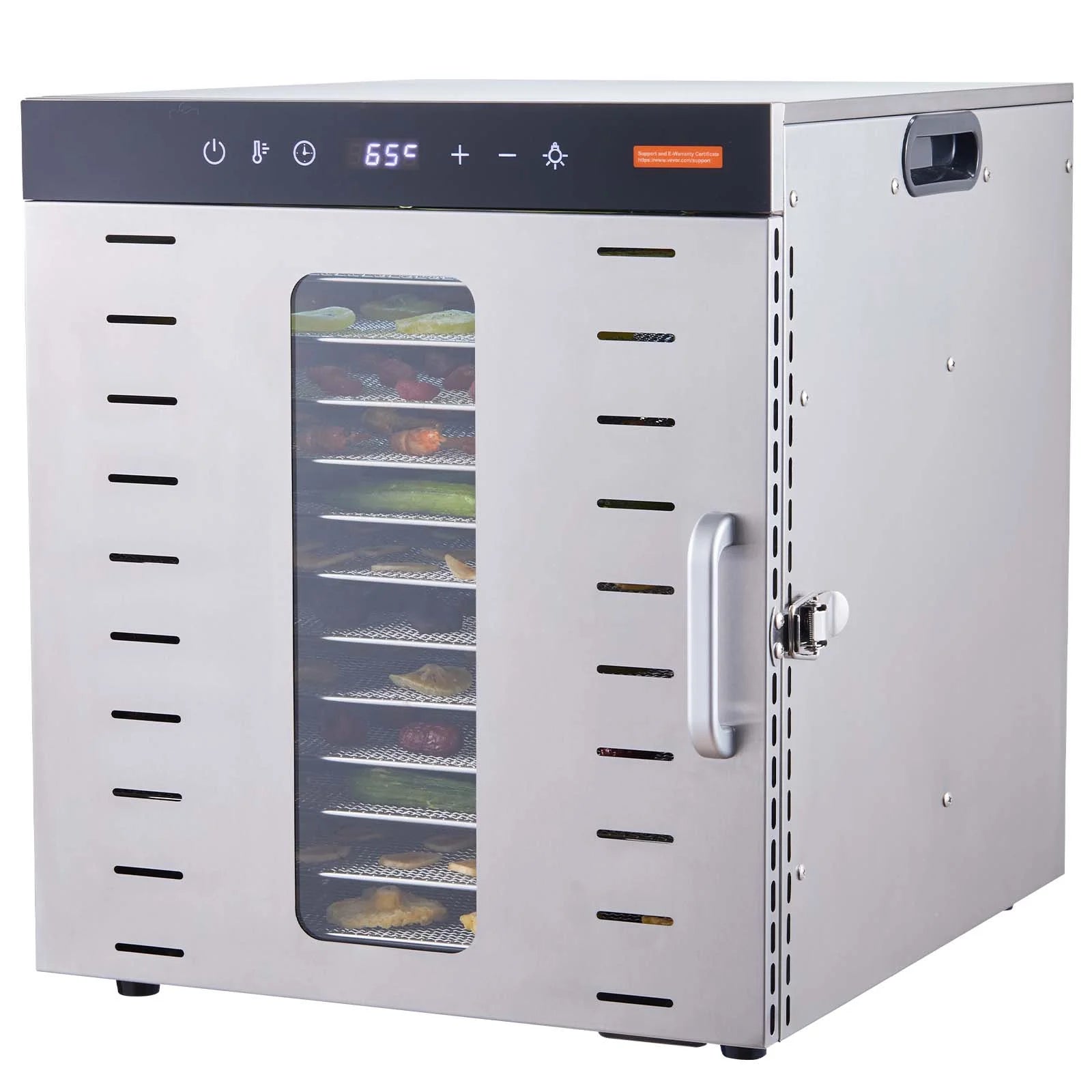 SKYSHALO 10 Tray Food Dehydrator Machine - Stainless Steel, 1000W, Ideal for Drying Jerky and Fruit