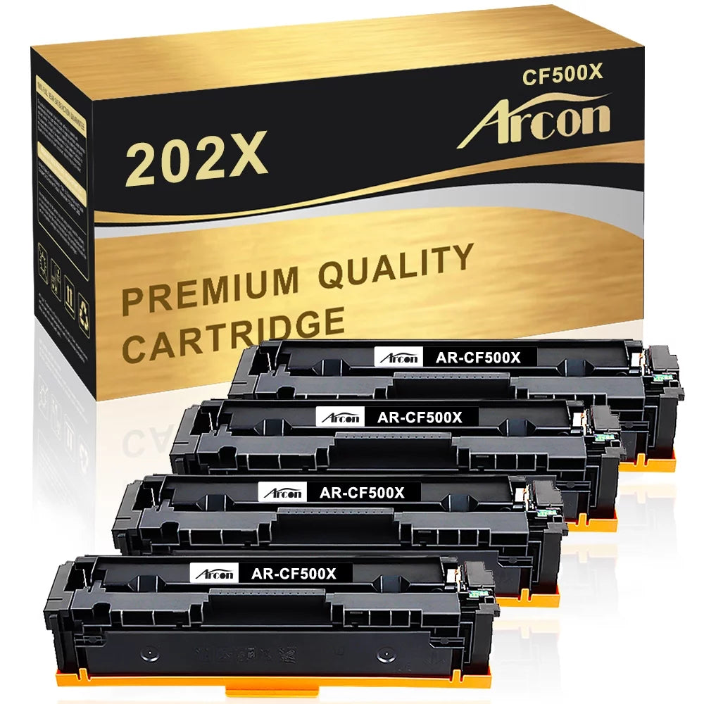 Arcon 4-Pack Compatible Toner for HP 202X CF500X Color LaserJet Pro MFP M254dw M254dn M254nw M280nw M281fdw M281fdn M281cdw Printers (Black)