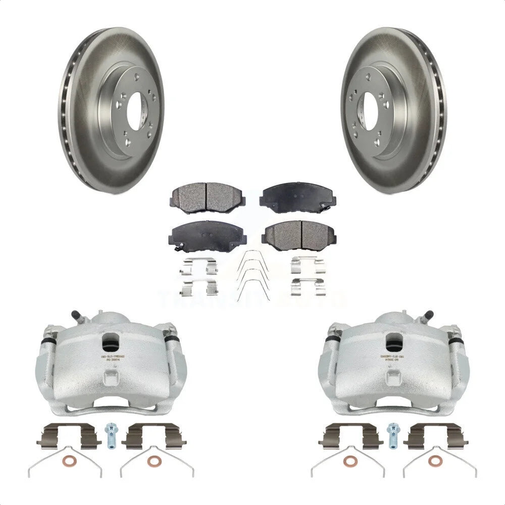Transit Auto Front Disc Brake Caliper Coated Rotors And Ceramic Pads Kit For 2002-2004 Honda CR-V KCG-100705T
