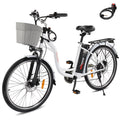 PEXMOR Electric Bike for Adults, 350W Electric City Cruiser Bike  Ebike 36V 12.5AH Removable Battery, 26 Electric Commuter Bicycle Shimano 6-Speed Dual Shock Absorber w/Basket & Headlight