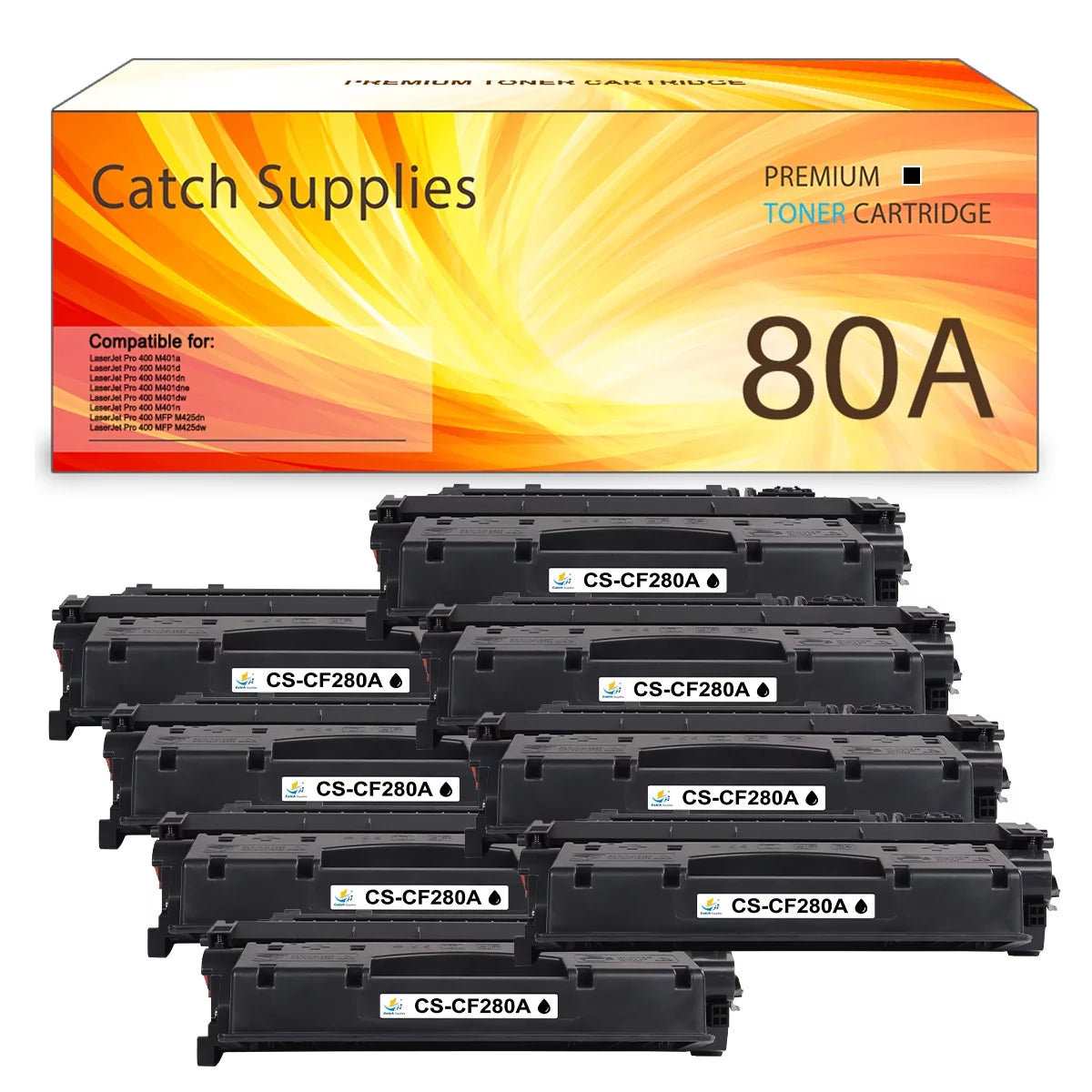 80A | CF280A Black Toner Cartridge CF280AD1 Replacement for HP Pro 400 Pro MFP M425dn Pro 400 M401n M401dne M401dw M401dn Printer Ink (8-Pack)
