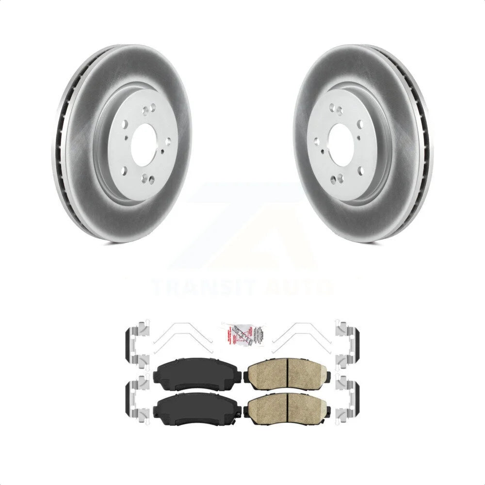 Transit Auto - Front Coated Disc Brake Rotors And Ceramic Pads Kit For Honda CR-V Acura RDX Crosstour Accord KGA-100970