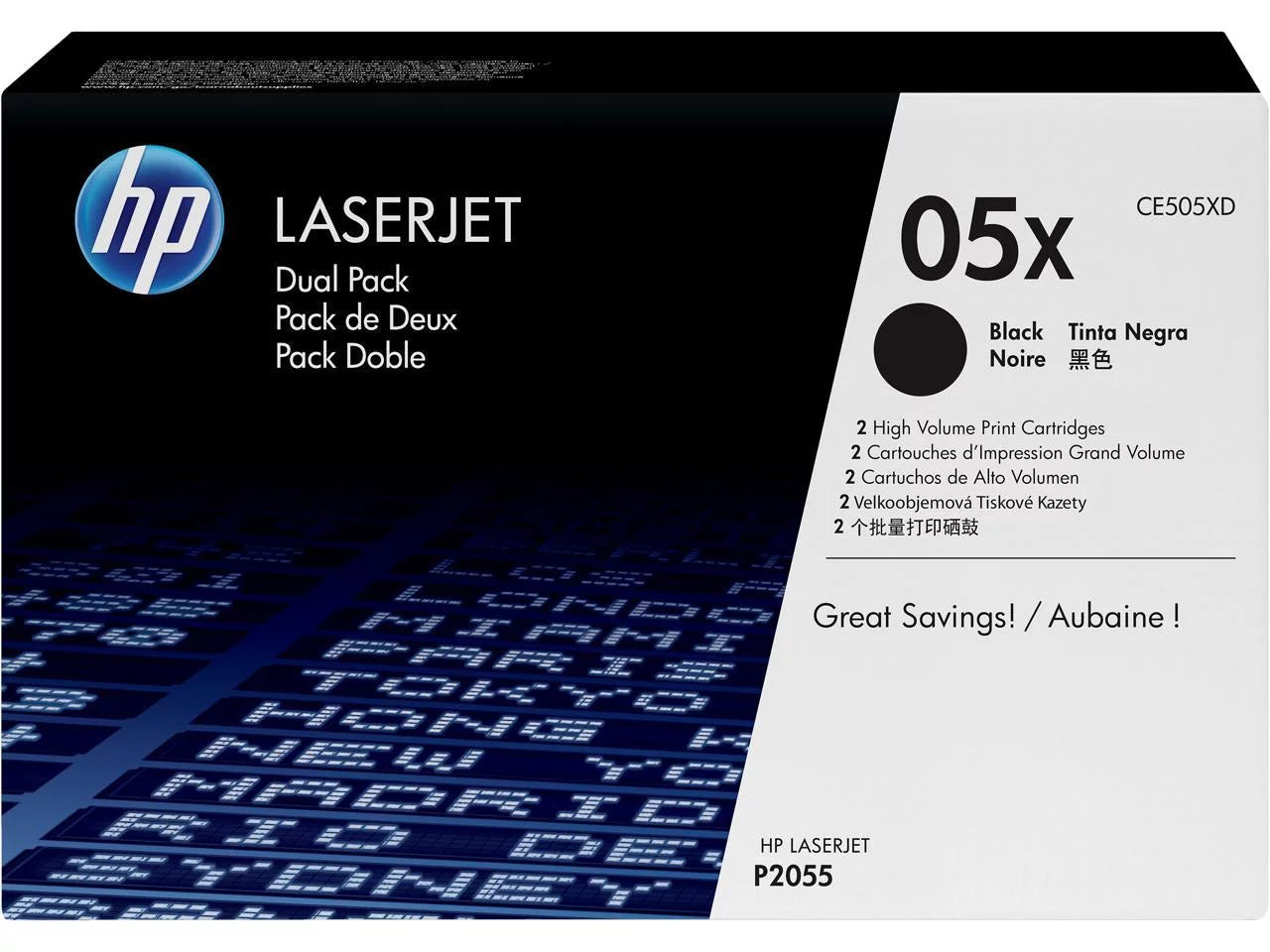 HP 05X (CE505XD) Toner Cartridges - Black High Yield (2 pack)