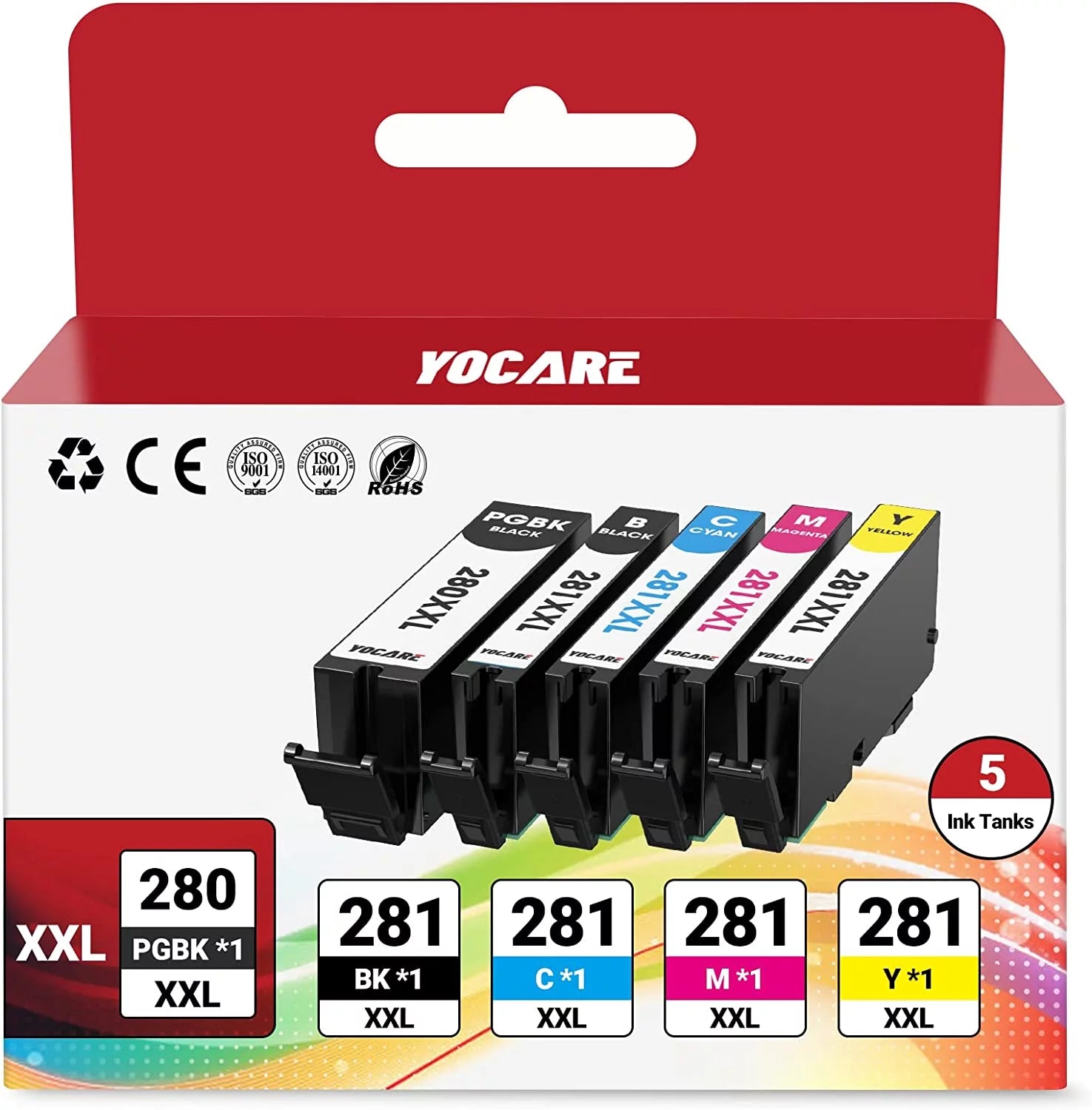 ¡¾5 Pack¡¿ PGI-280XXL/CLI-281XXL Compatible Ink Cartridge Replacement for Canon Compatible with PIXMA TR7520 TR8520