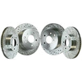 AutoShack Front and Rear Drilled Slotted Brake Rotors Silver Set of 4 Replacement for 2003-2005 Nissan 350Z 2003 2004 2005 INFINITI G35 3.5L V6 AWD RWD BRKPKG039590