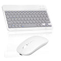 Rechargeable Bluetooth Keyboard and Mouse Combo Ultra Slim Keyboard and Mouse for Motorola Moto G Stylus (2021) and All Bluetooth Enabled Mac/Tablet/iPad/PC/Laptop - Stone Grey with Purple Mouse
